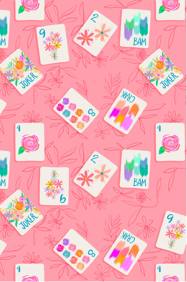 Double Sided Bonjour Mahjong Tea Towel