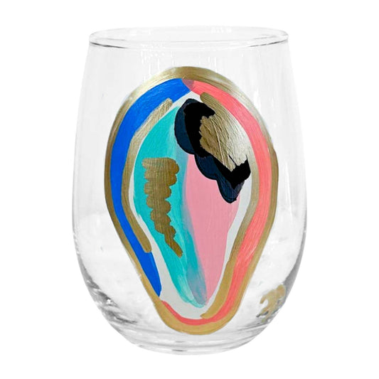 Shell-y Oyster Hand-Painted Wine Glasses