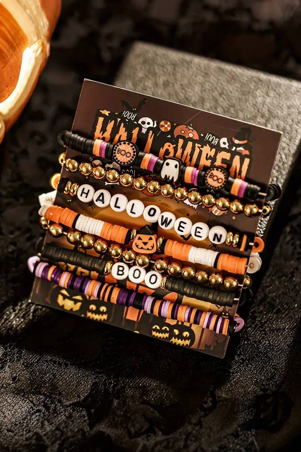 BOO Halloween Beaded Graphic Bracelet Set | 7pcs
