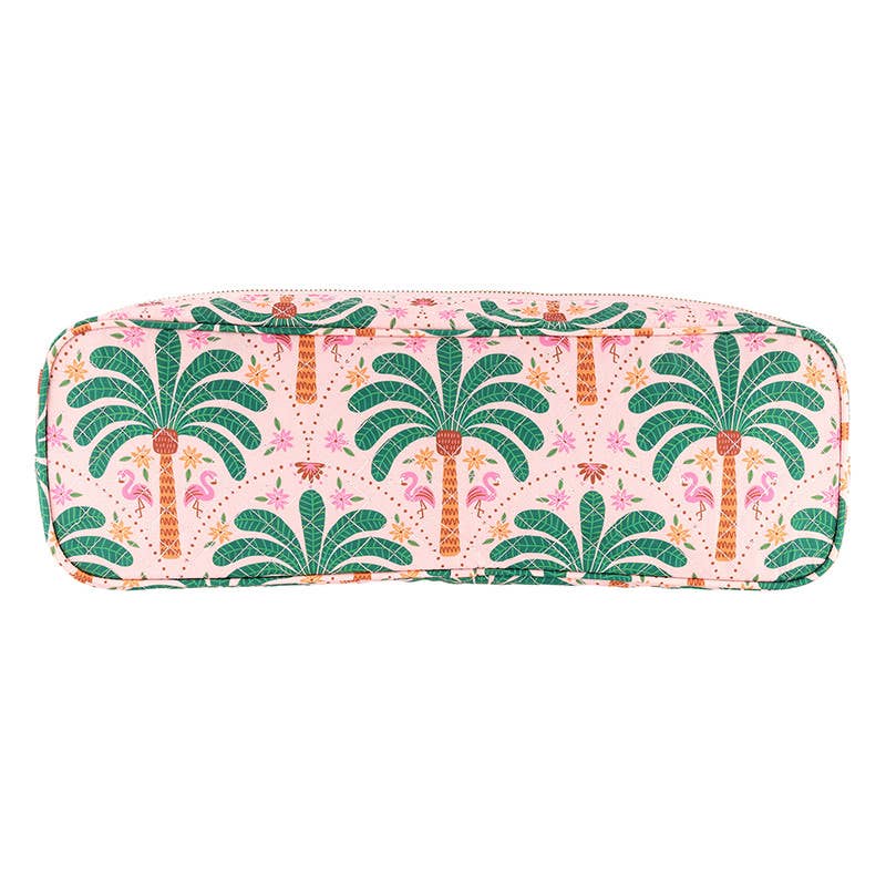 Quilted Hair Tool Bag - Pink + Palm Trees