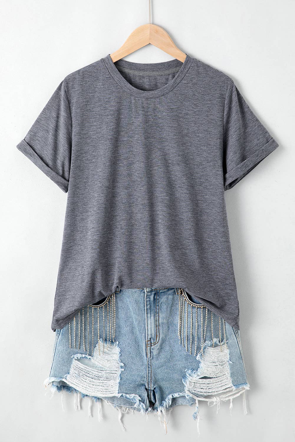 Multicolor Casual Plain Crew Neck Short Sleeve Tee | S-2XL