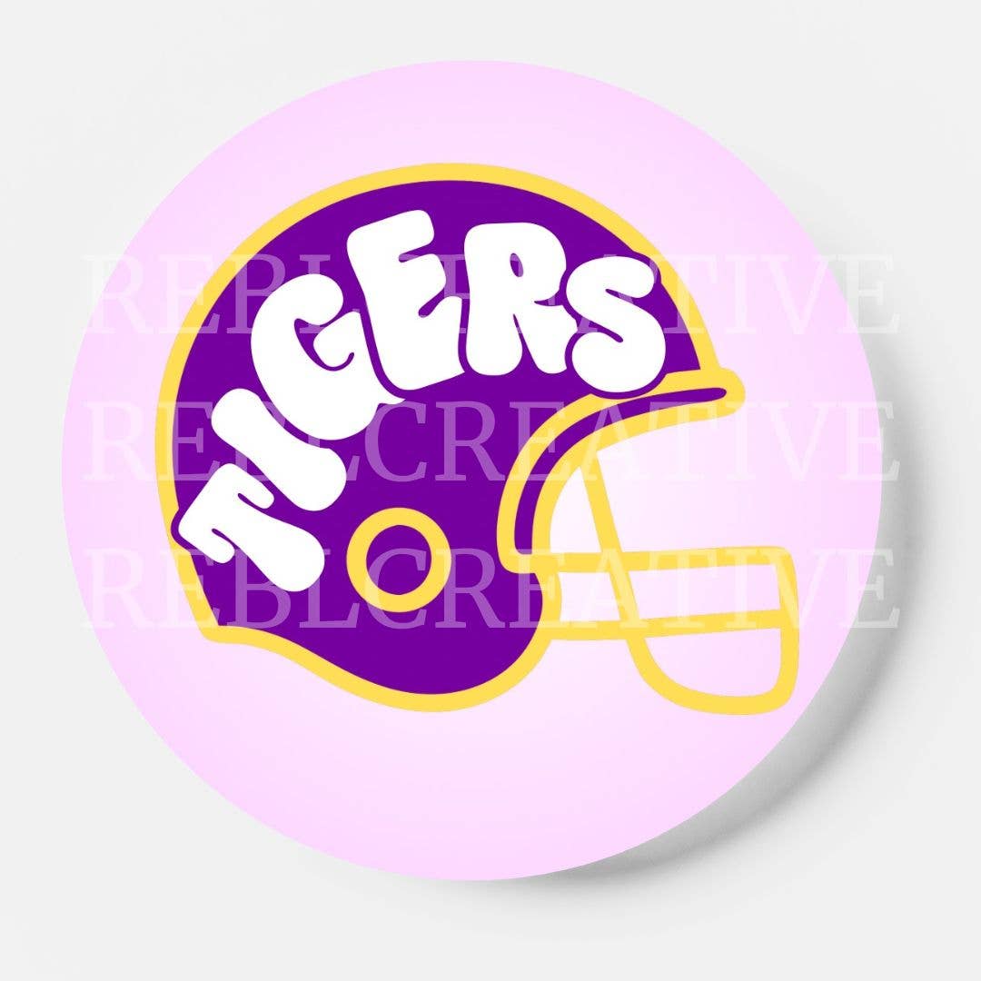Helmet - Tigers - Purple & Yellow - Game Day Button