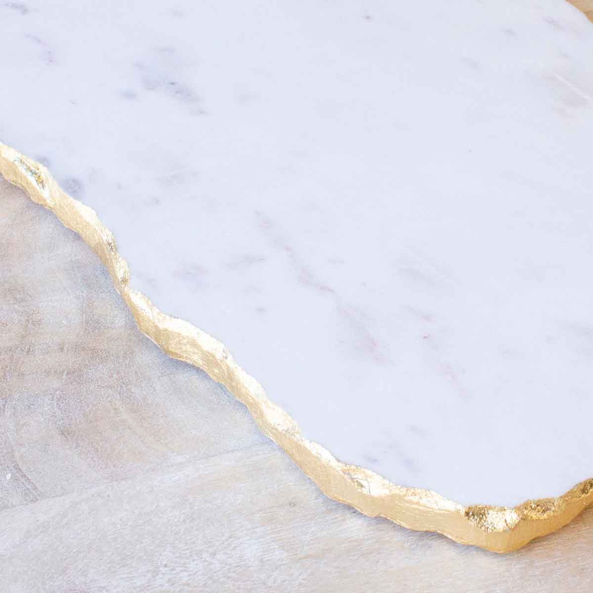 Cross Marble Serving Board   White/Gold   9.5x15