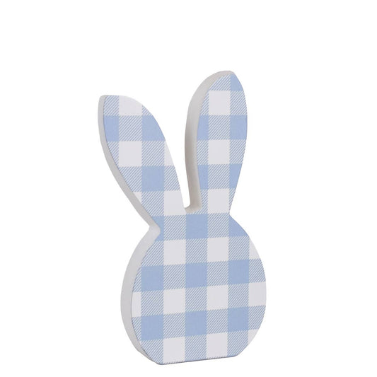 Callie Gingham Bunny   Blue/White   5.75x9.25x1