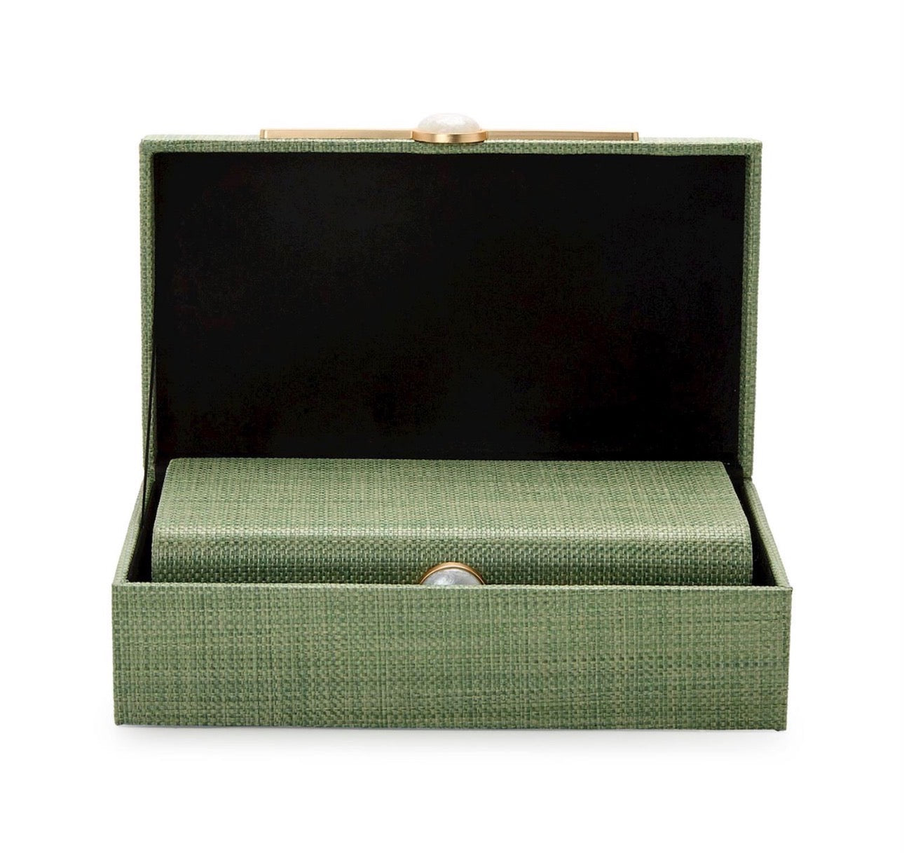 Monaco Green Faux Seagrass Nested Decorative Box (large)
