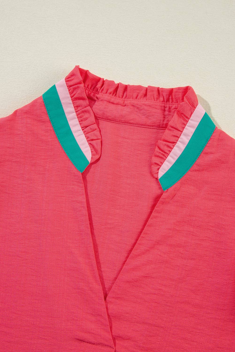 Contrast Color Block Short Sleeve Blouse | S-XL