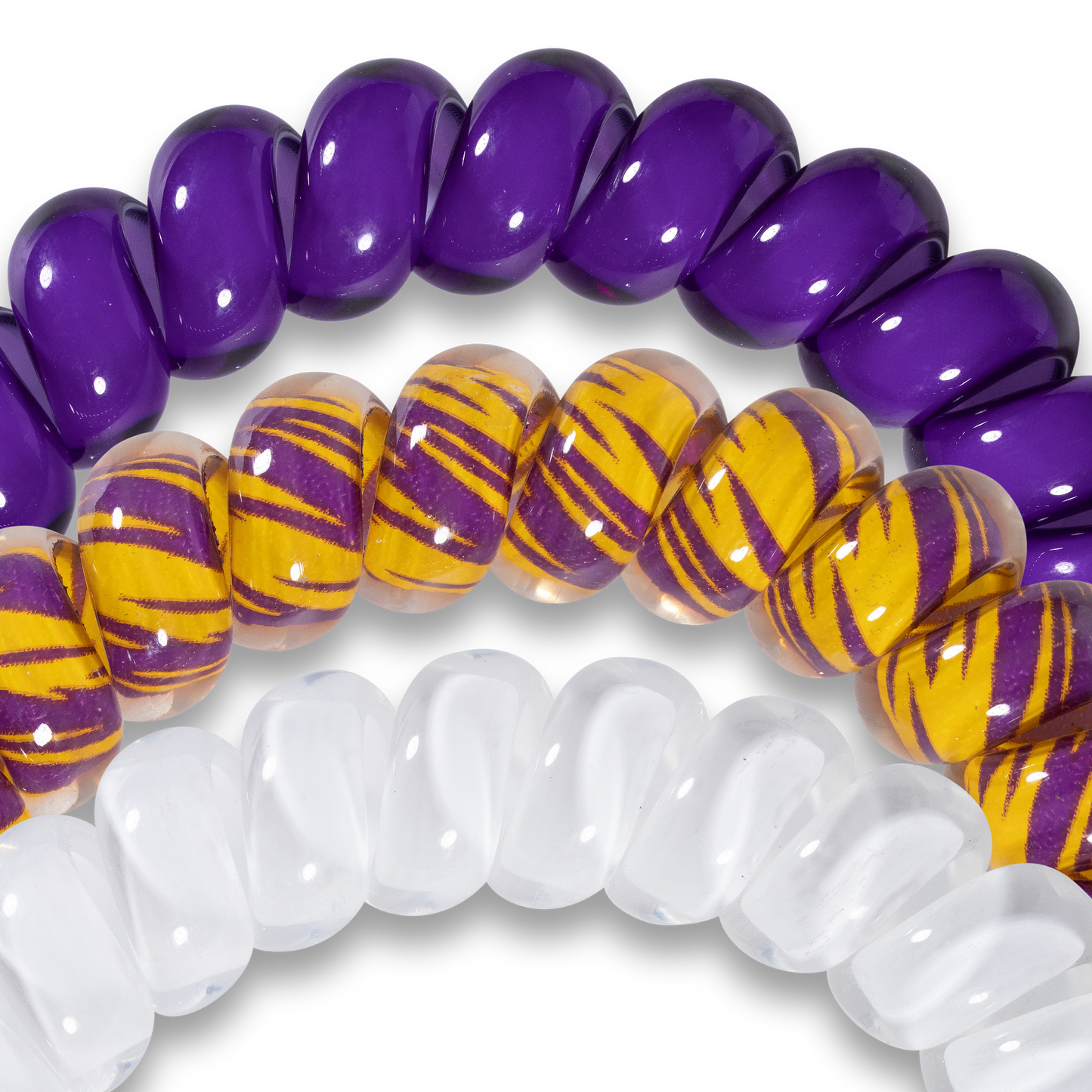 LSU - Large Spiral Hair Coils, Hair Ties, 3-pack