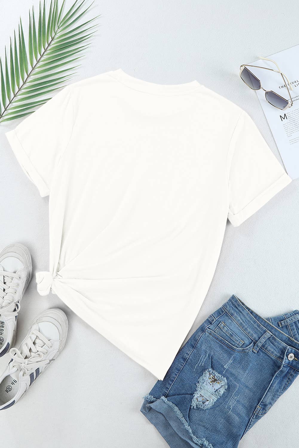 Multicolor Casual Plain Crew Neck Short Sleeve Tee | S-2XL