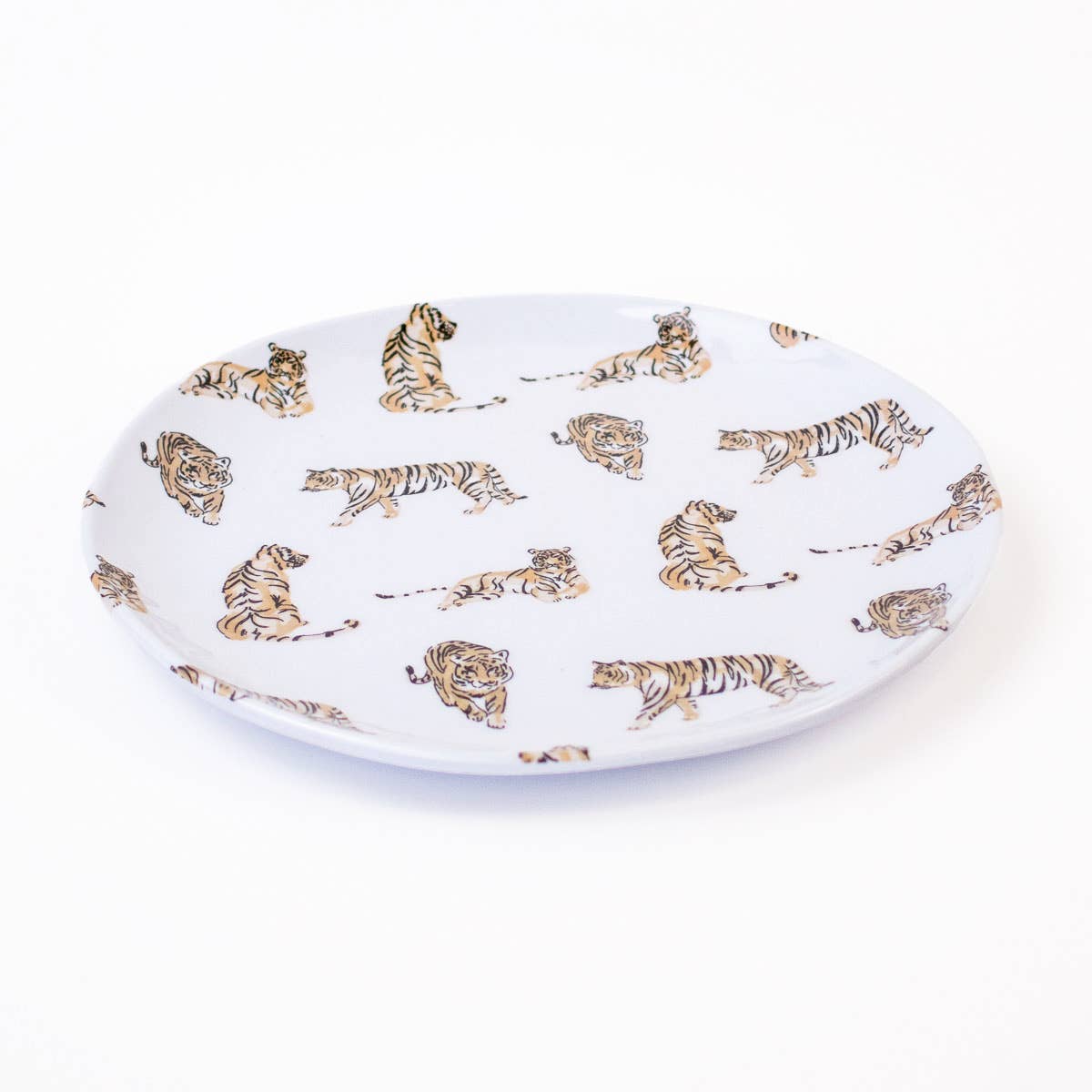 Tiger Love Melamine Plate   White/Multi   8.5"