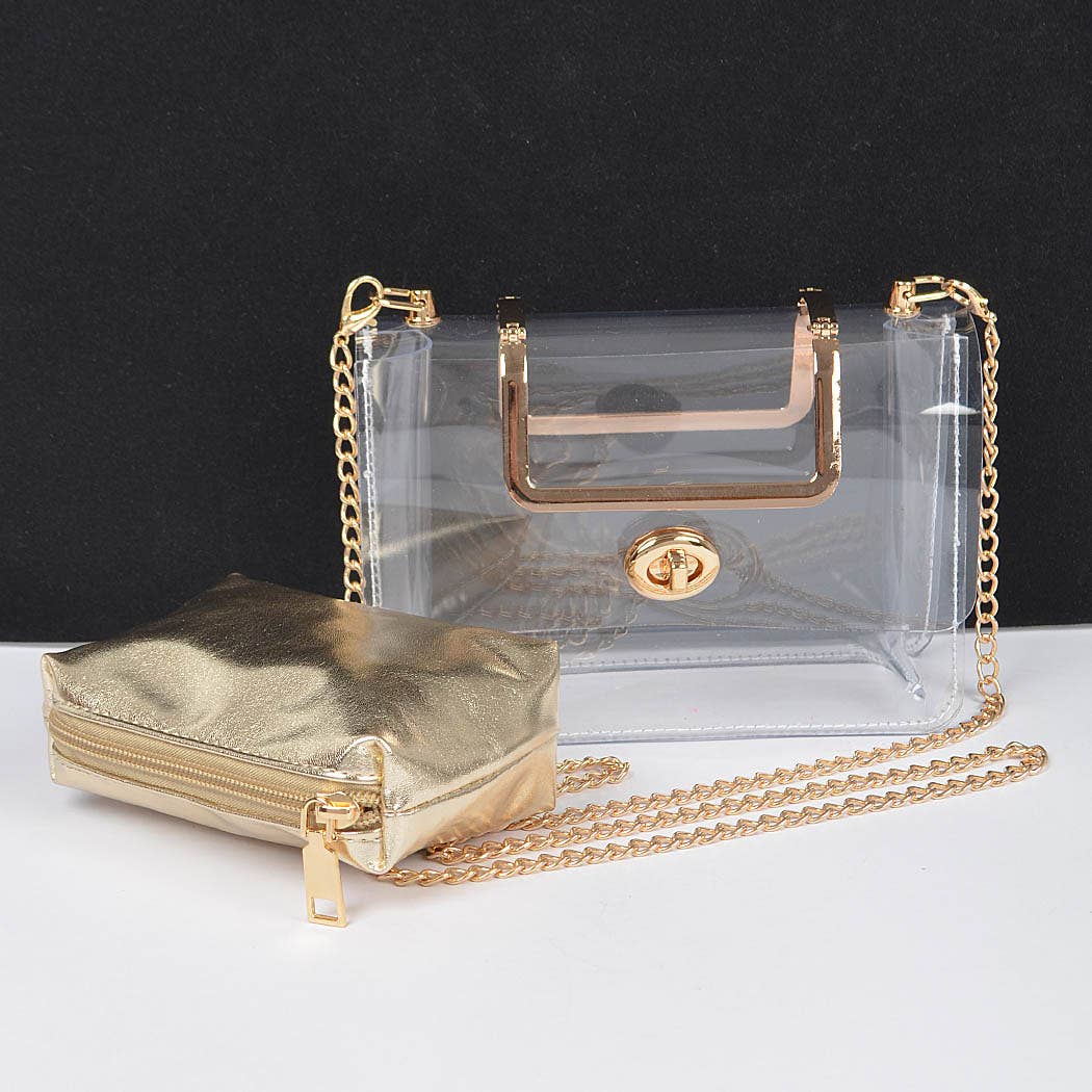 Metal Handle Clear Bag W/Pouch