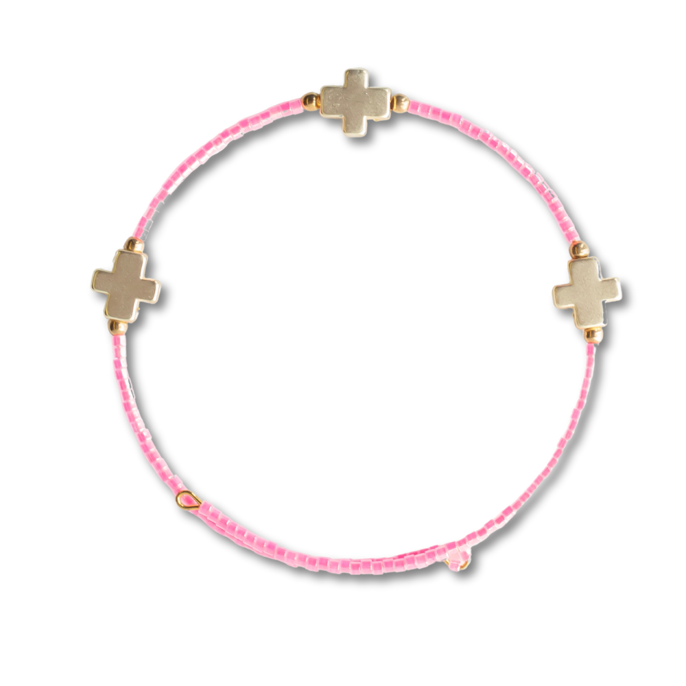 Faithful Cross Bangle-Hot Pink | Christian