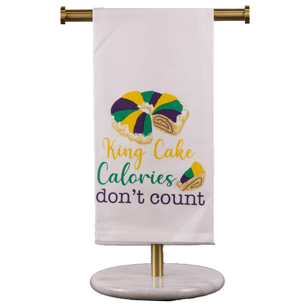 King Cake Calories Hand Towel   White/Multi   20x28