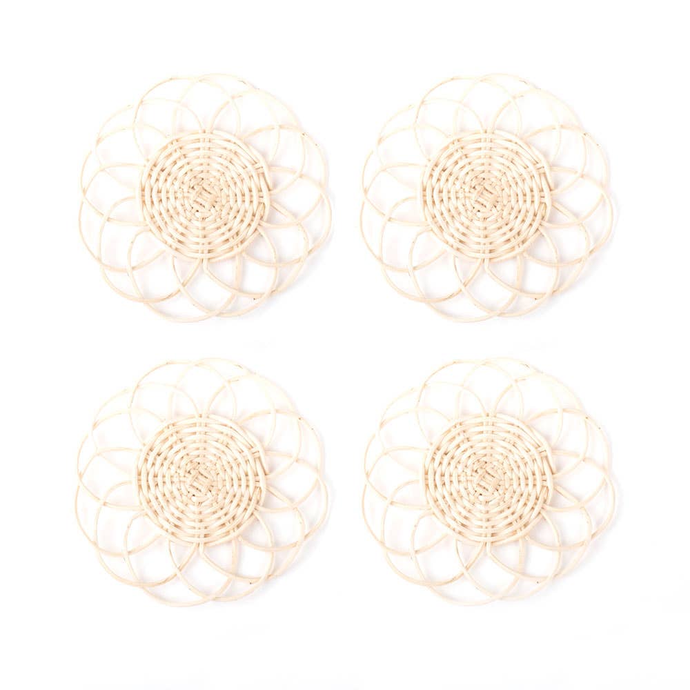 Natural Rattan Coaster Set