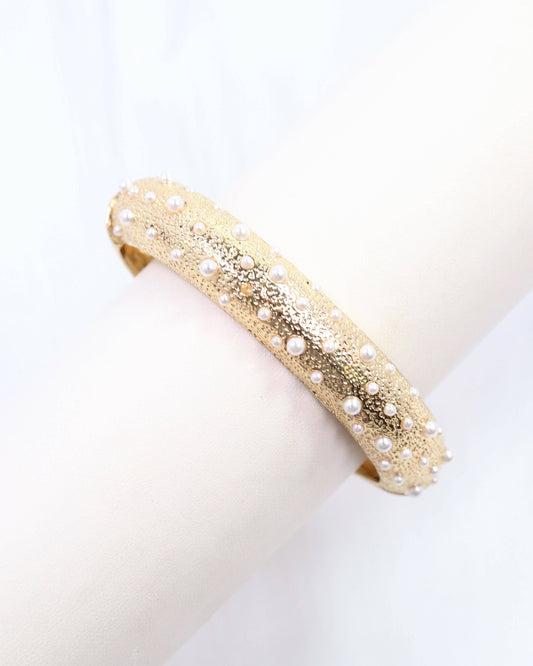 Danice Textured Gold Bracelet Pearl