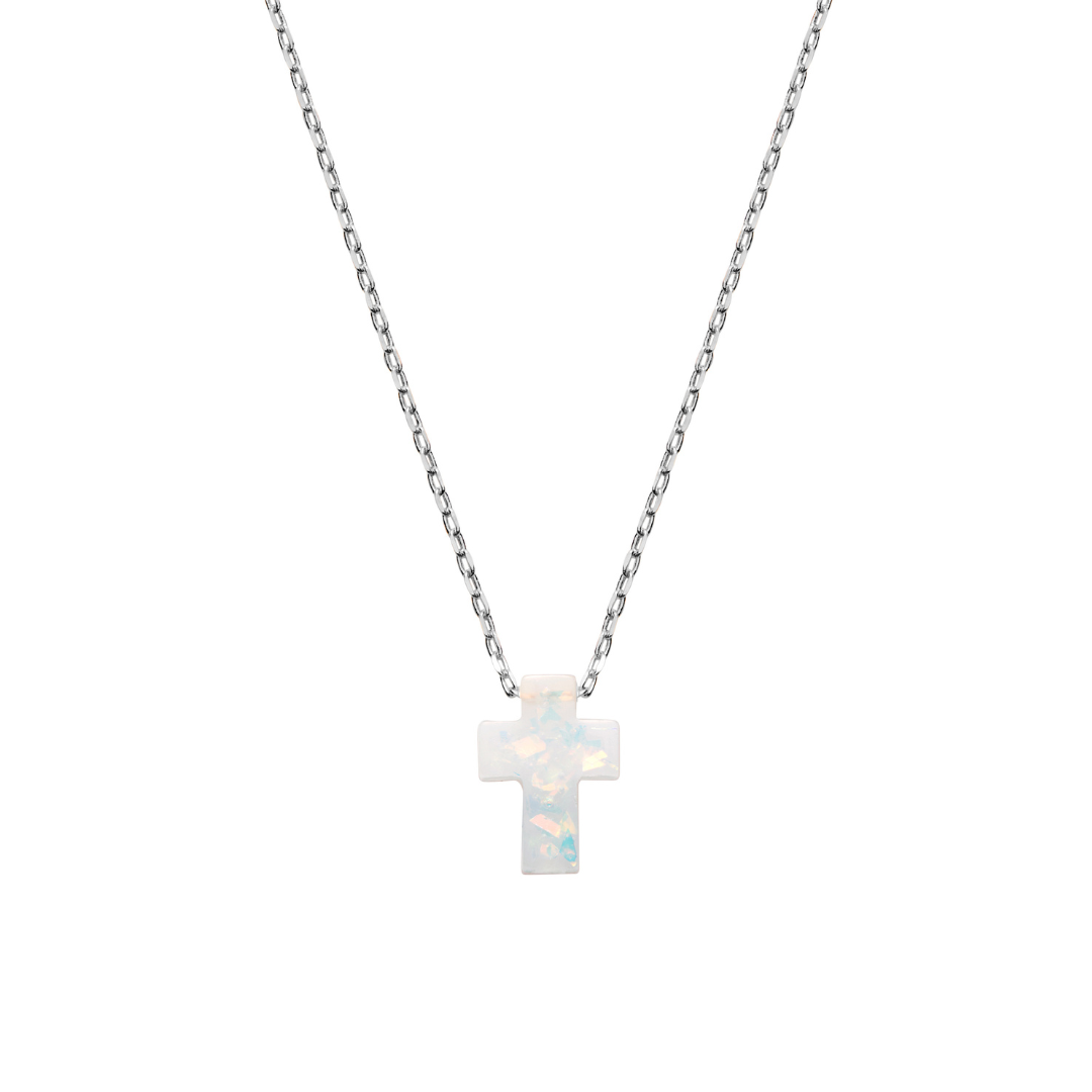 HOLY WATER CROSS NECKLACE IN SILVER