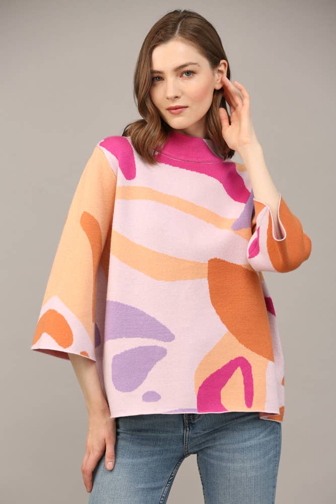 ABSTRACT MOCK NECK SWEATER FW12062