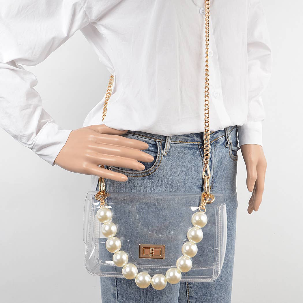 Transparent Cross body Bag W/ Clear Chain