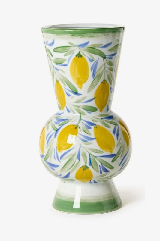Hand Painted Lemon Vase Large