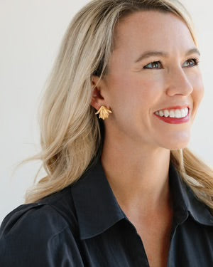 Gold Feather Burst Earrings