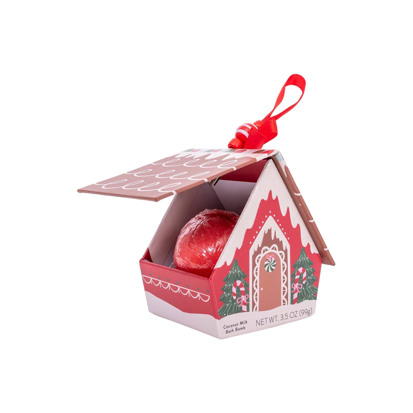 Bath Bomb Christmas Ornament House - Red