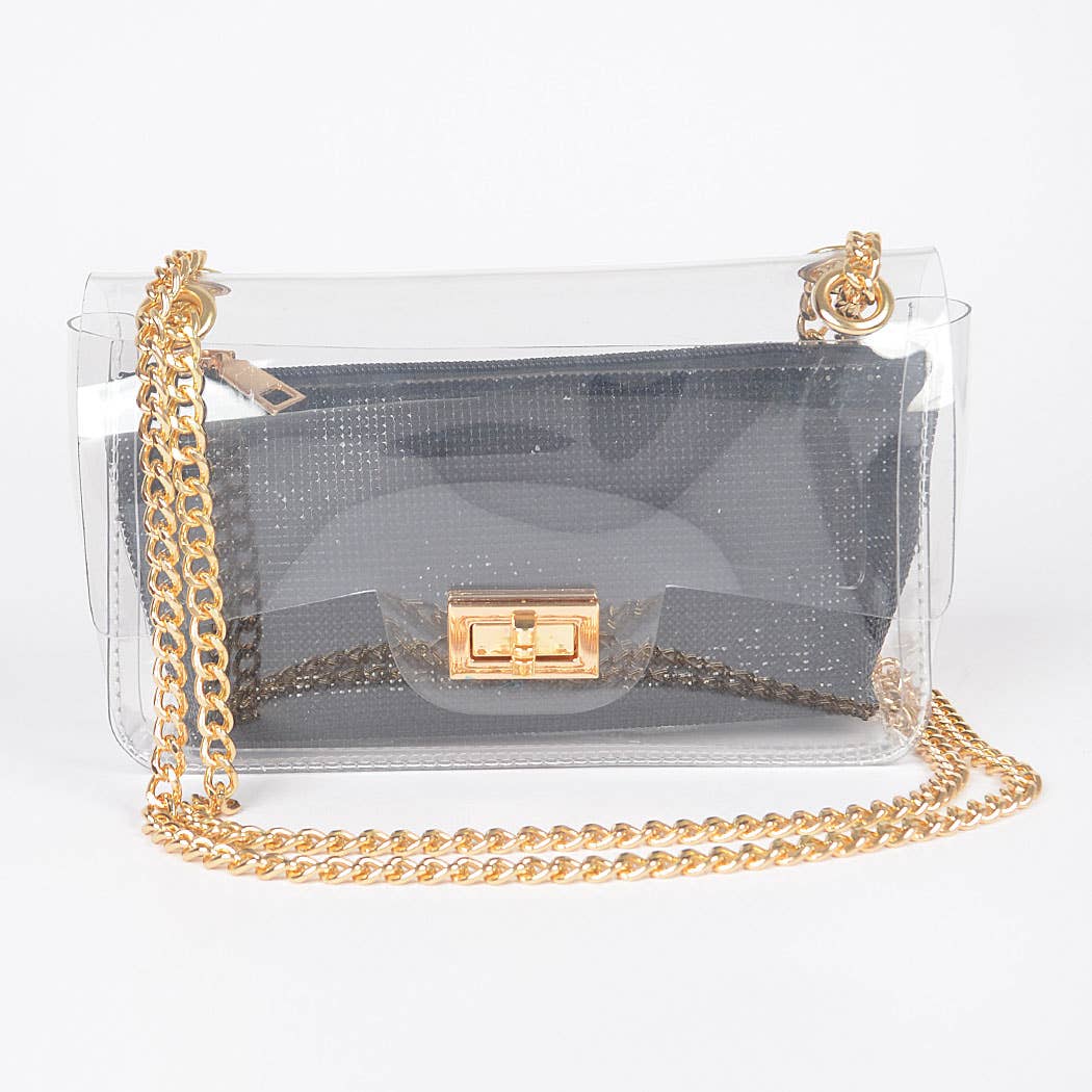 Transparent Crossbody Bag W/Rhinestone Clutch