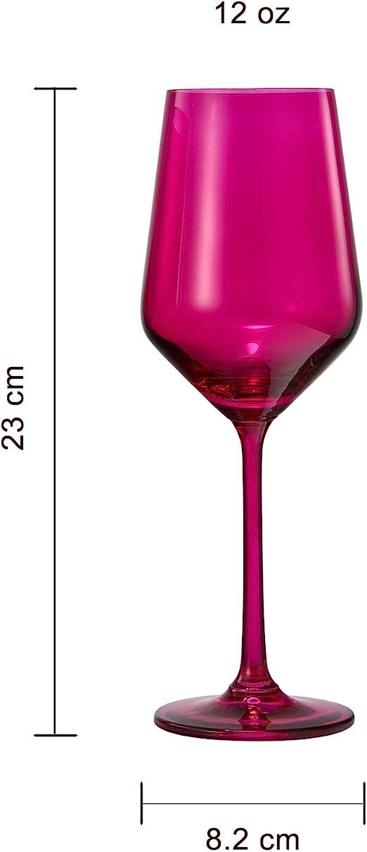 Hot Pink Crystal Wine Glasses | Set of 2 (12 OZ)