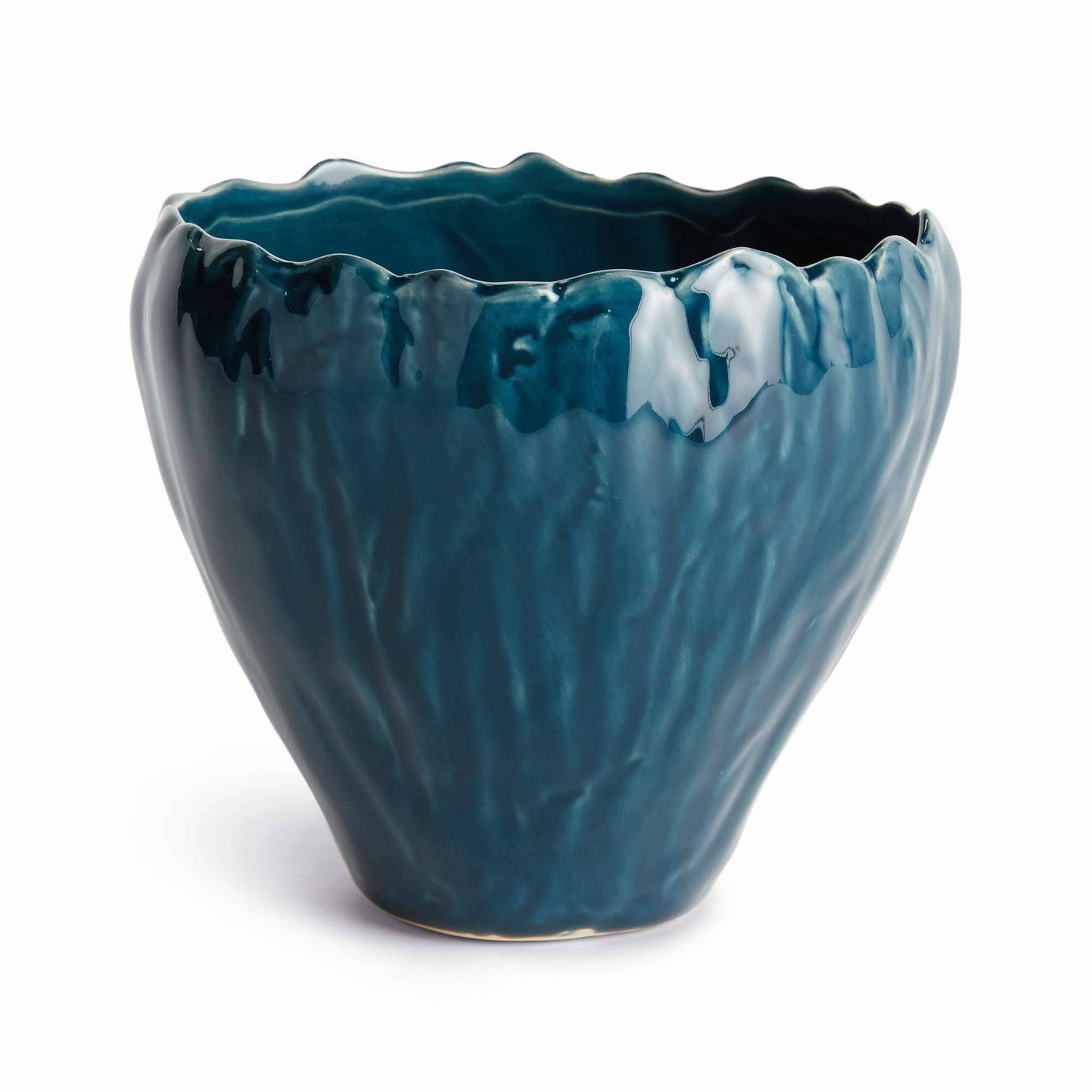 Evelyn Pot Large - Dark Blue Ceramic Cachepot w/ Drain Hole