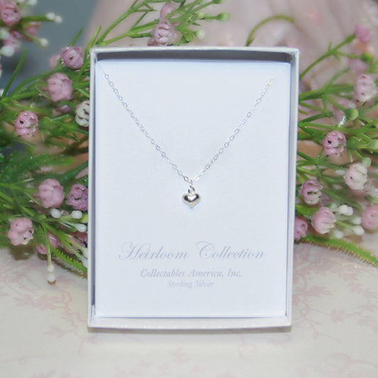 Sterling Silver Puffed Heart Necklace  STG-277