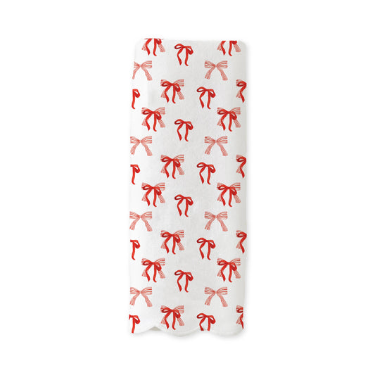 Scalloped Guest Towel - Red Bows