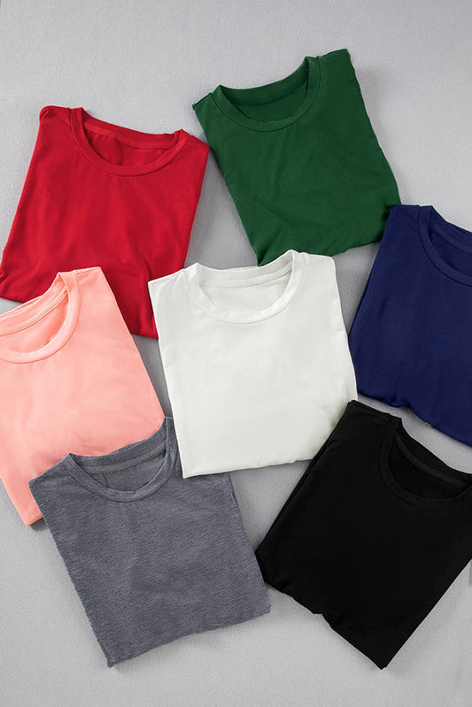 Multicolor Casual Plain Crew Neck Short Sleeve Tee | S-2XL