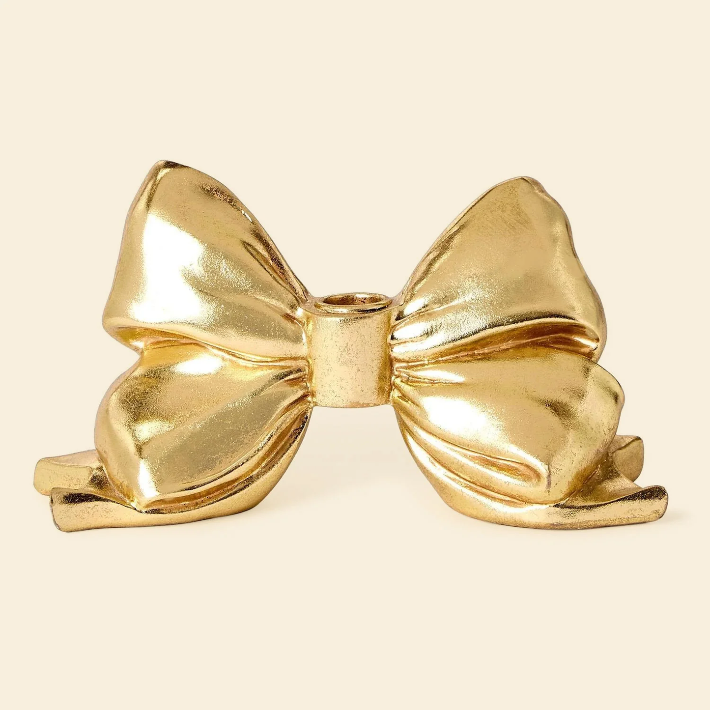 Gold Bow Taper Candleholder
