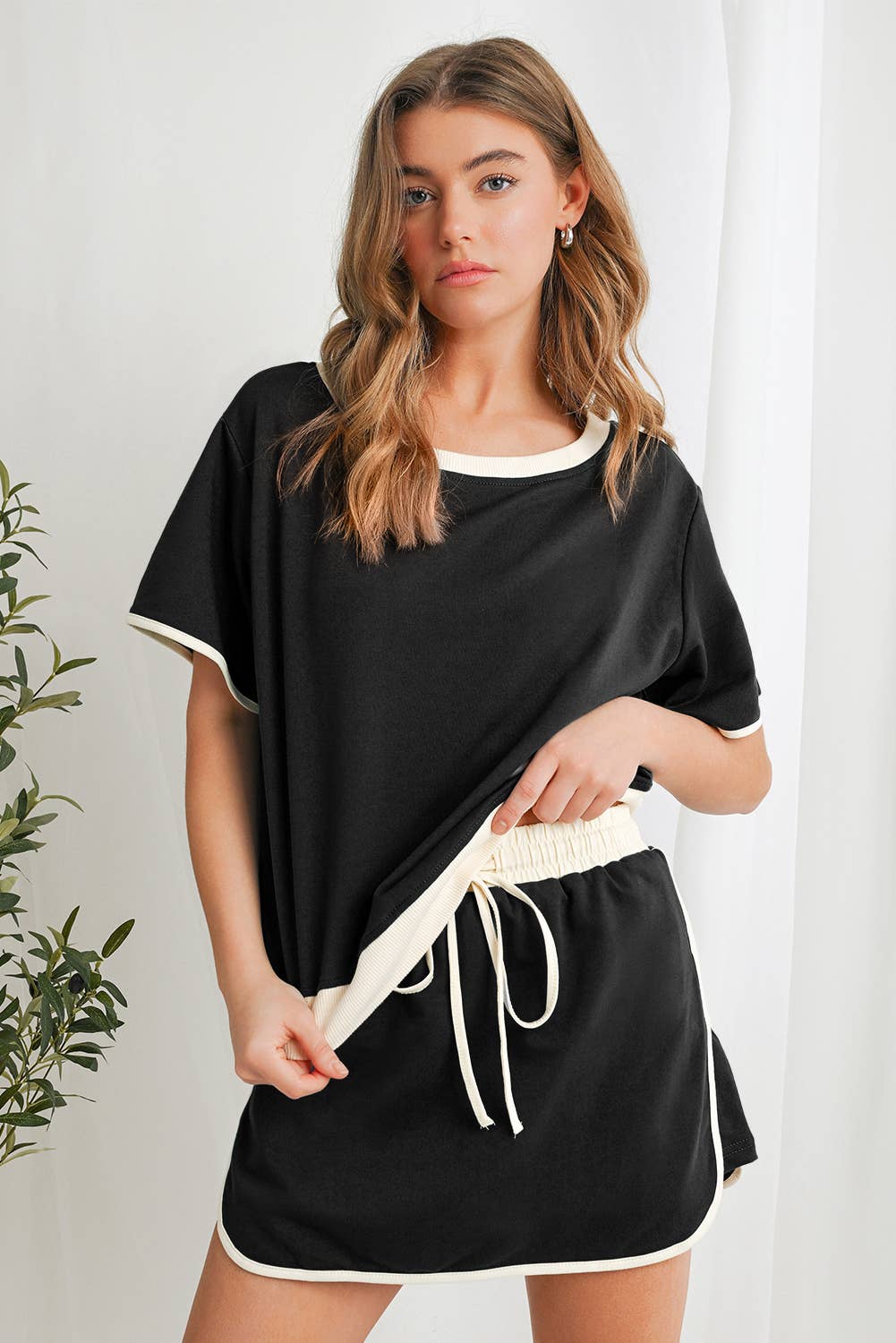 Colorblock Drop Shoulder T Shirt & Skirt Set | S-XL & 1X-4X