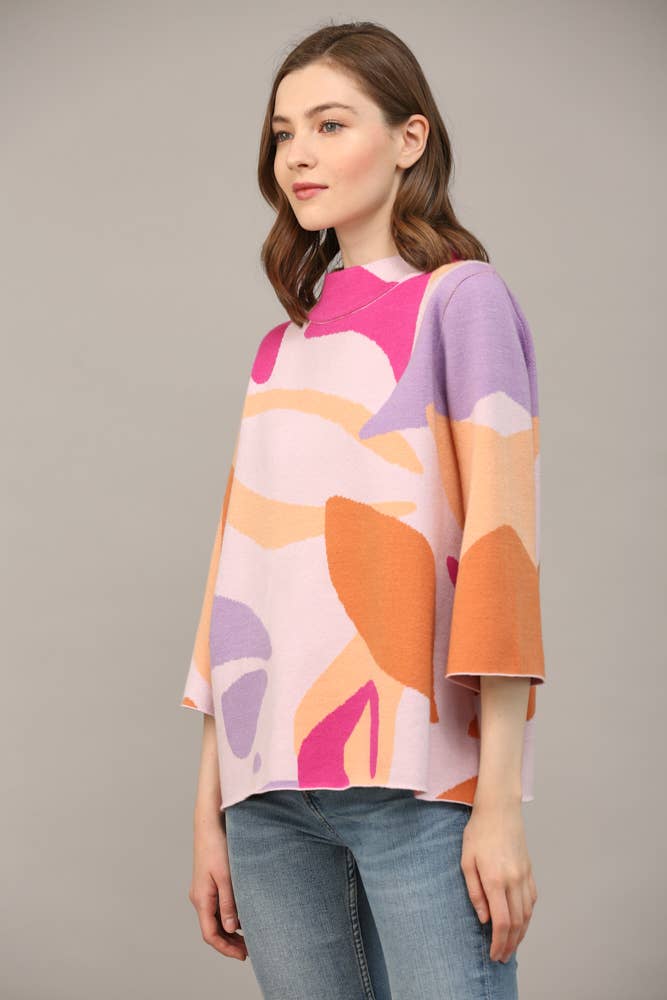 ABSTRACT MOCK NECK SWEATER FW12062