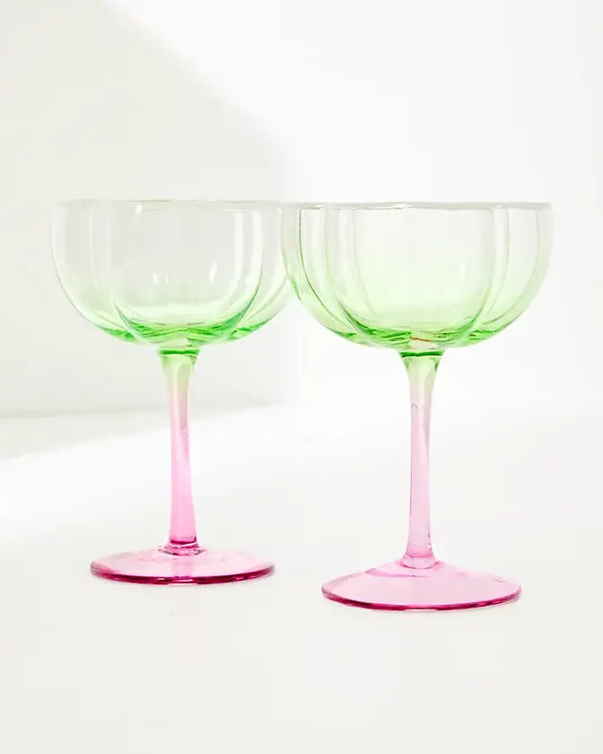 Coupe Glass Set, Jade Lime/Pink Muse Ombre