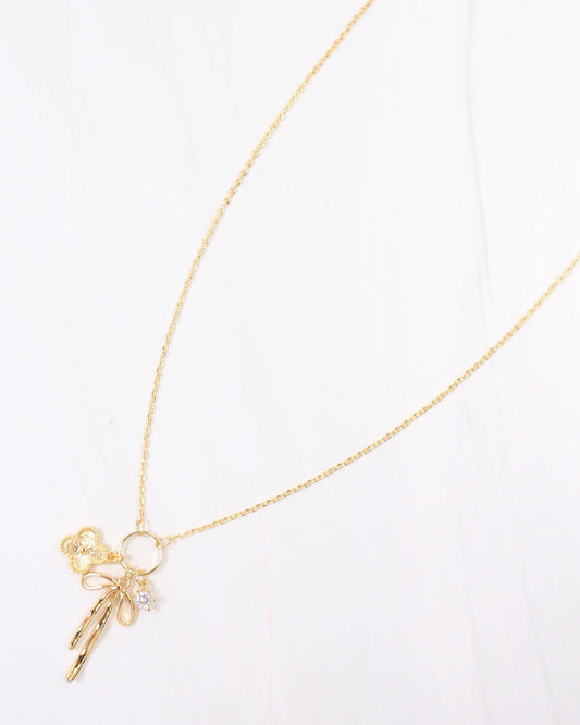 Brandon Bow Charm Necklace Gold