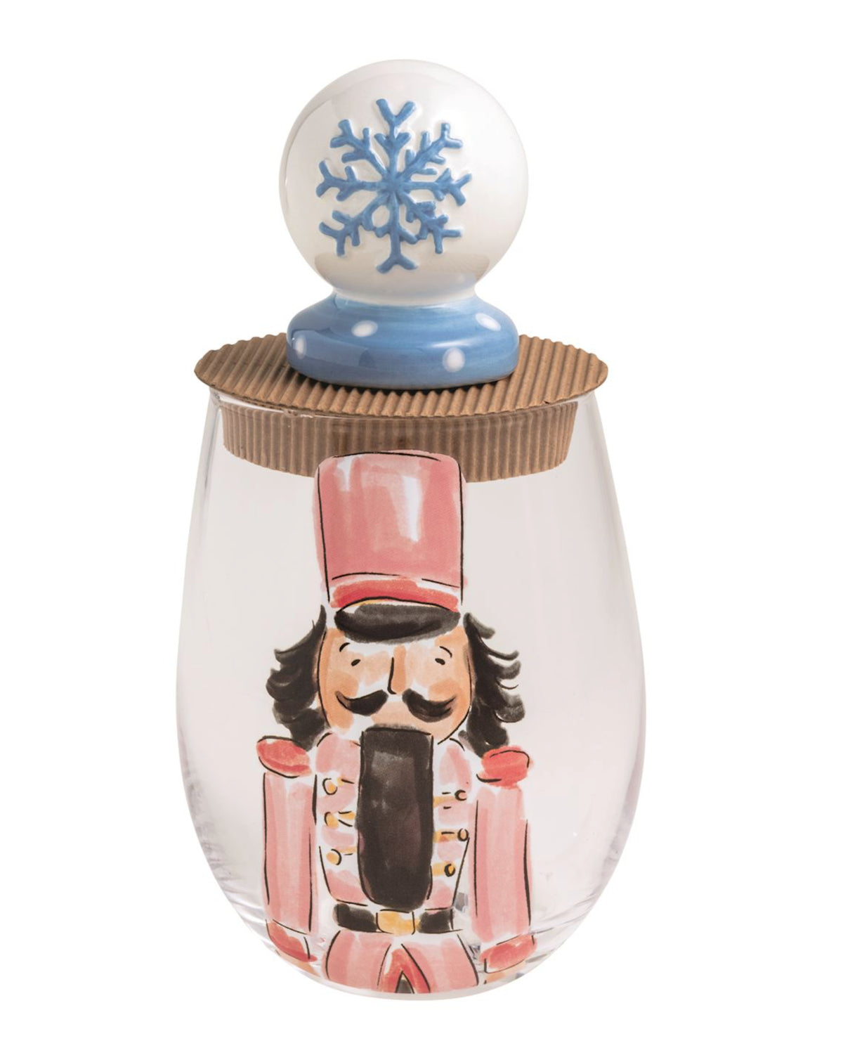 Pink Nutcracker Wine Glass and Stopper Set