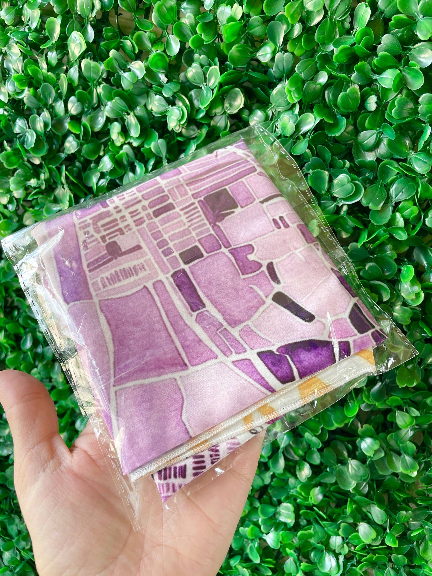 Watercolor Scarf - Baton Rouge Map - Purple & Yellow