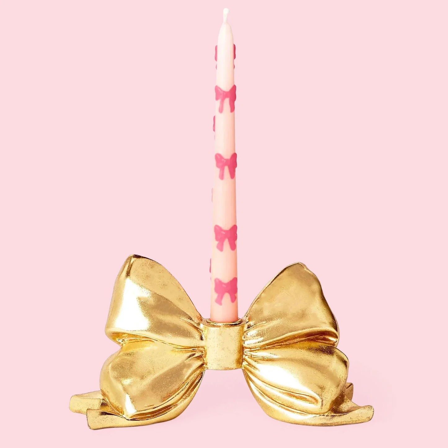 Gold Bow Taper Candleholder