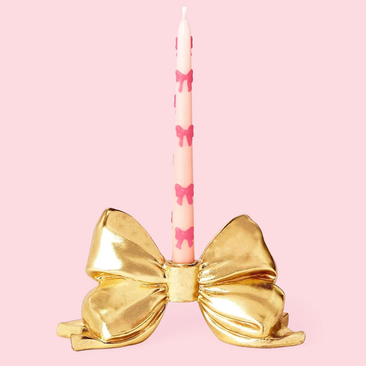 Gold Bow Taper Candleholder