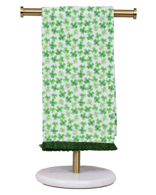 Clover Hand Towel   White/Green   20x28