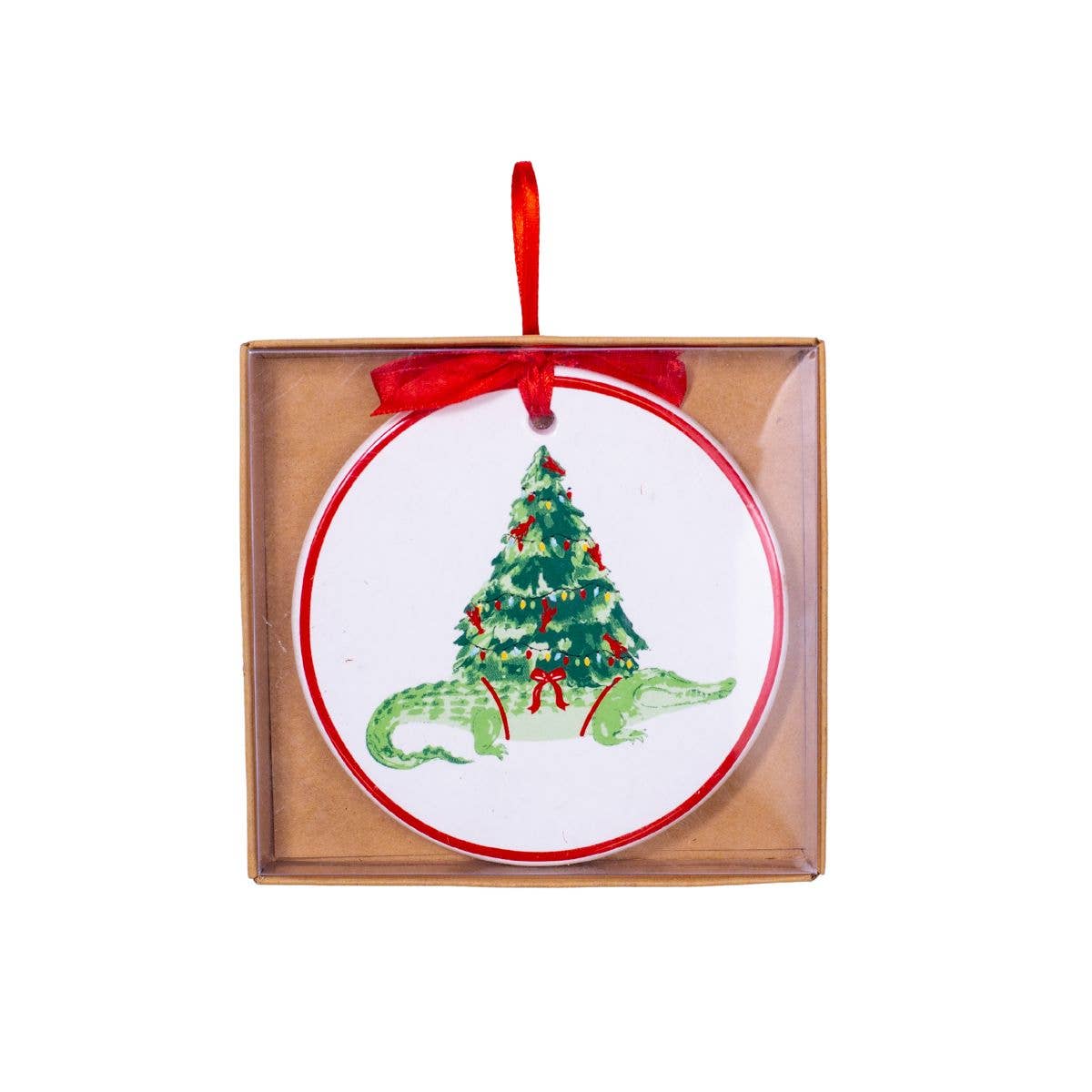Gator Tree Ornament   White/Multi   4"