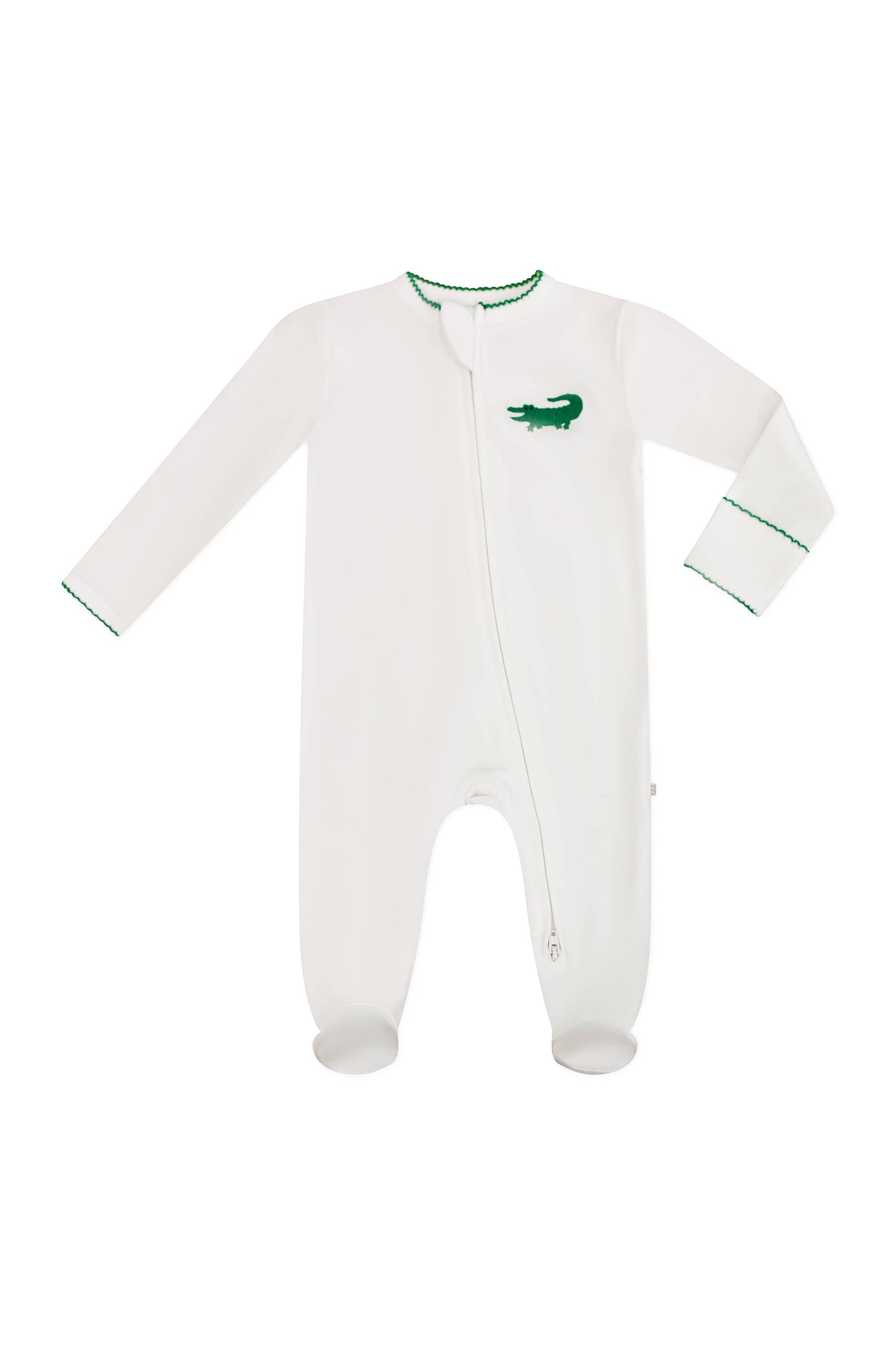 Pip Embroidered Zip Romper -Alligator