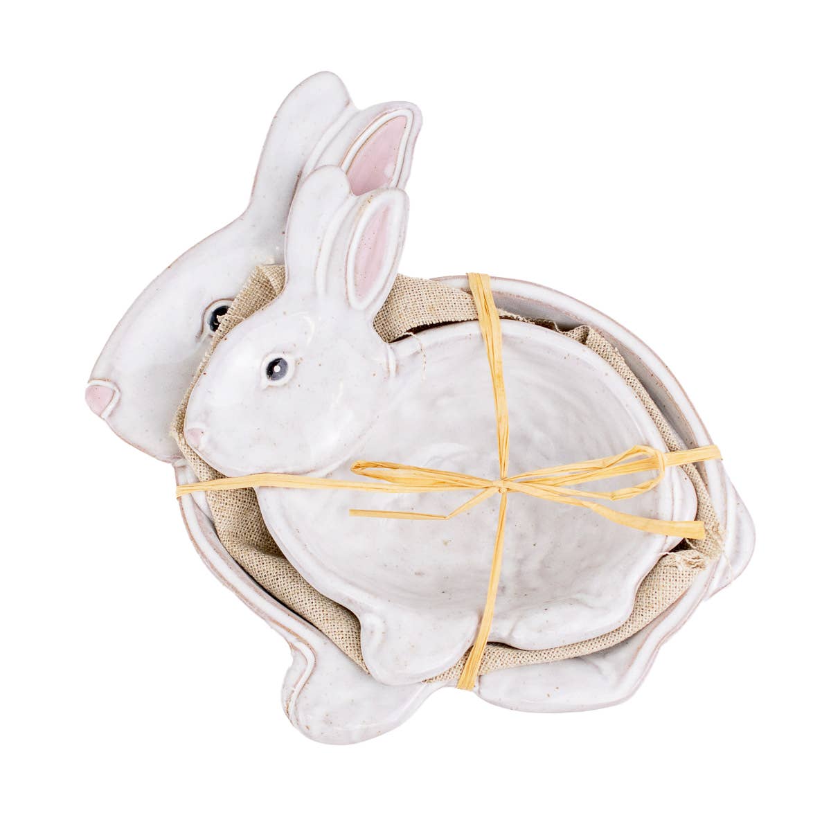 Callie Bunny Nesting Dishes   White/LightPink  7", 5.5" Set of 2