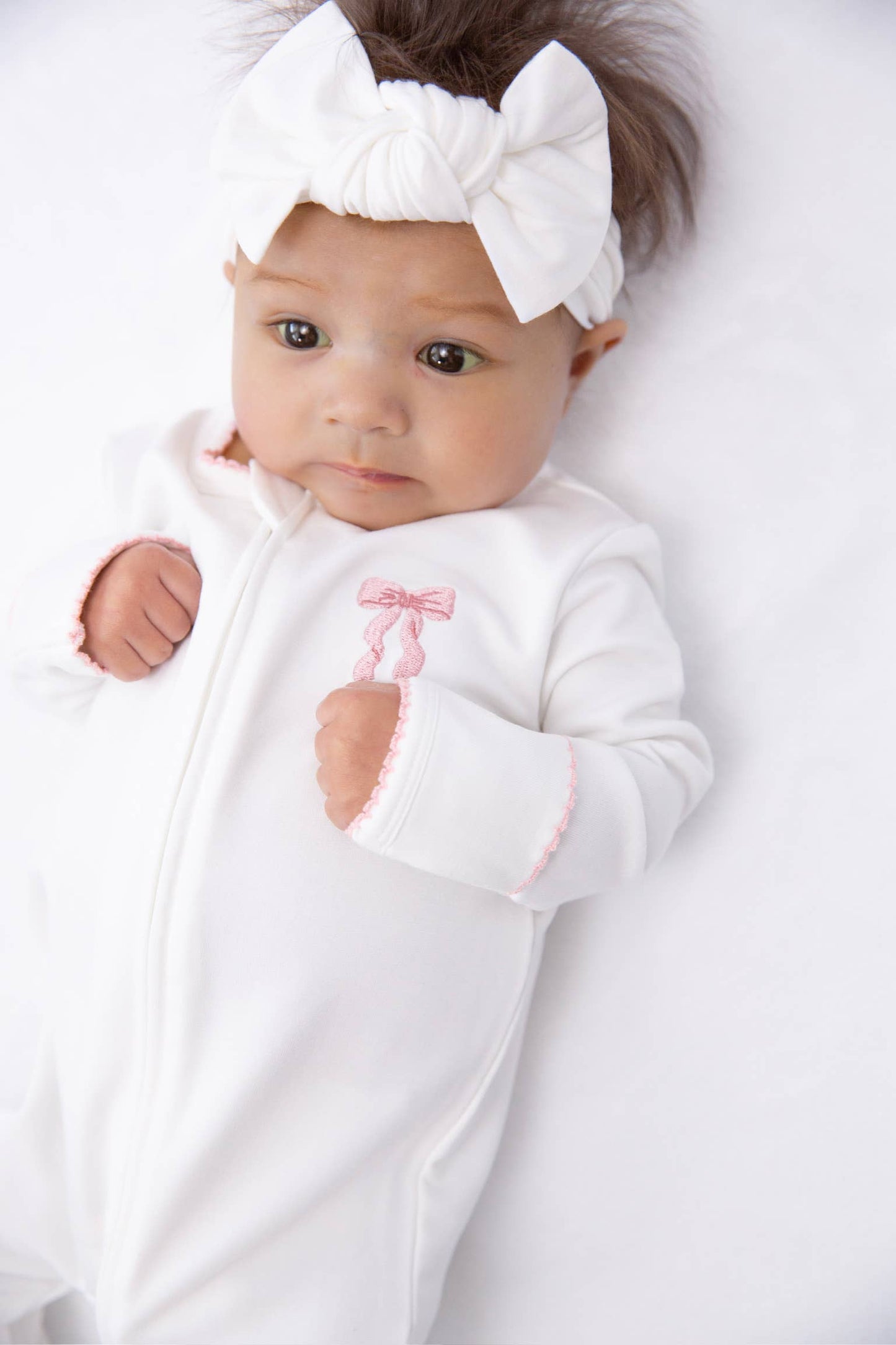 Bow - Pip Embroidered  Zip Romper