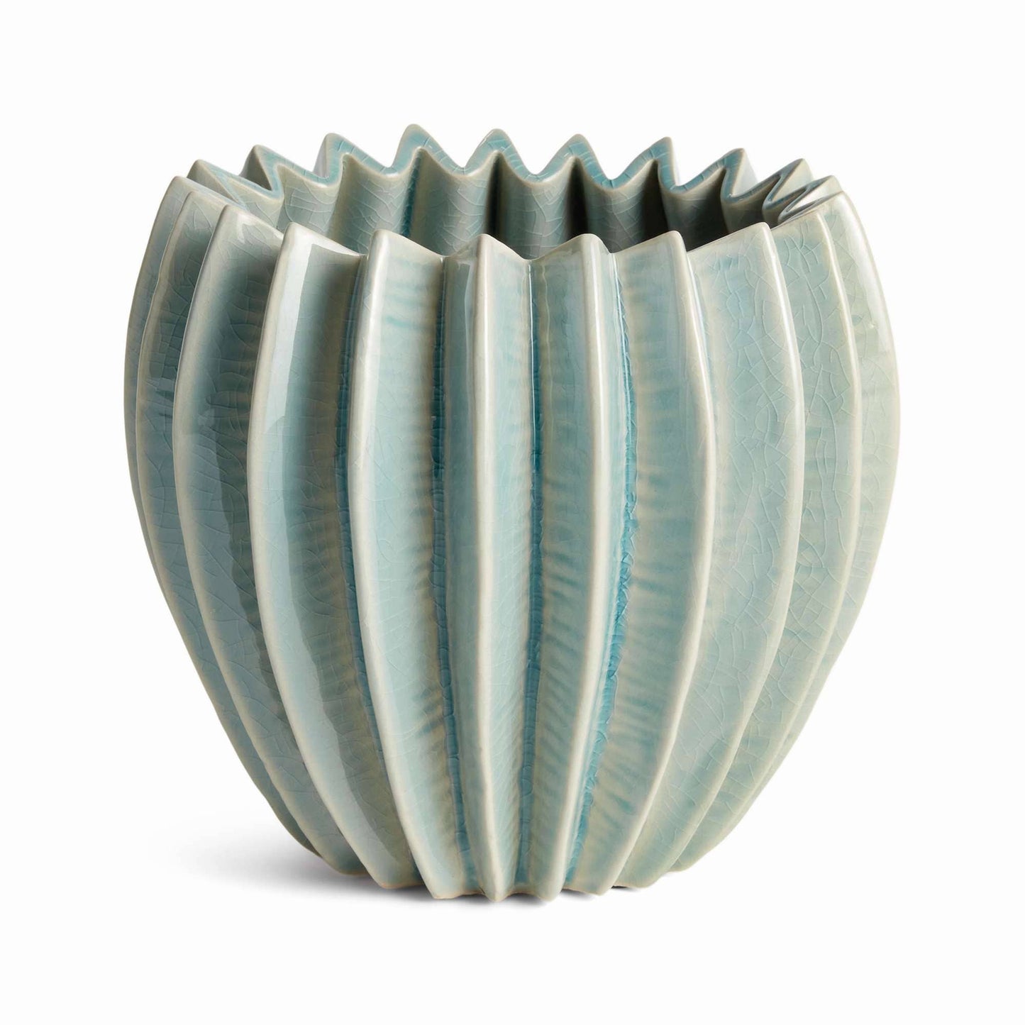 Nikko Pot Large - Blue Ceramic Cachepot with Drain Hole