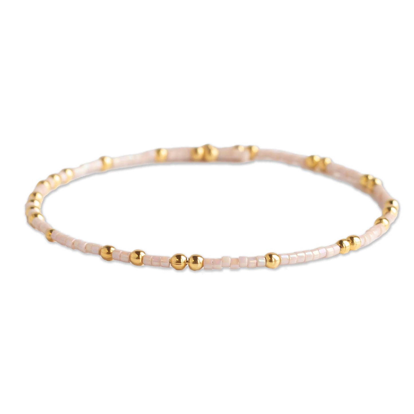 Confetti Beaded Bangle-Champagne, Delicate Stacking Bracelet