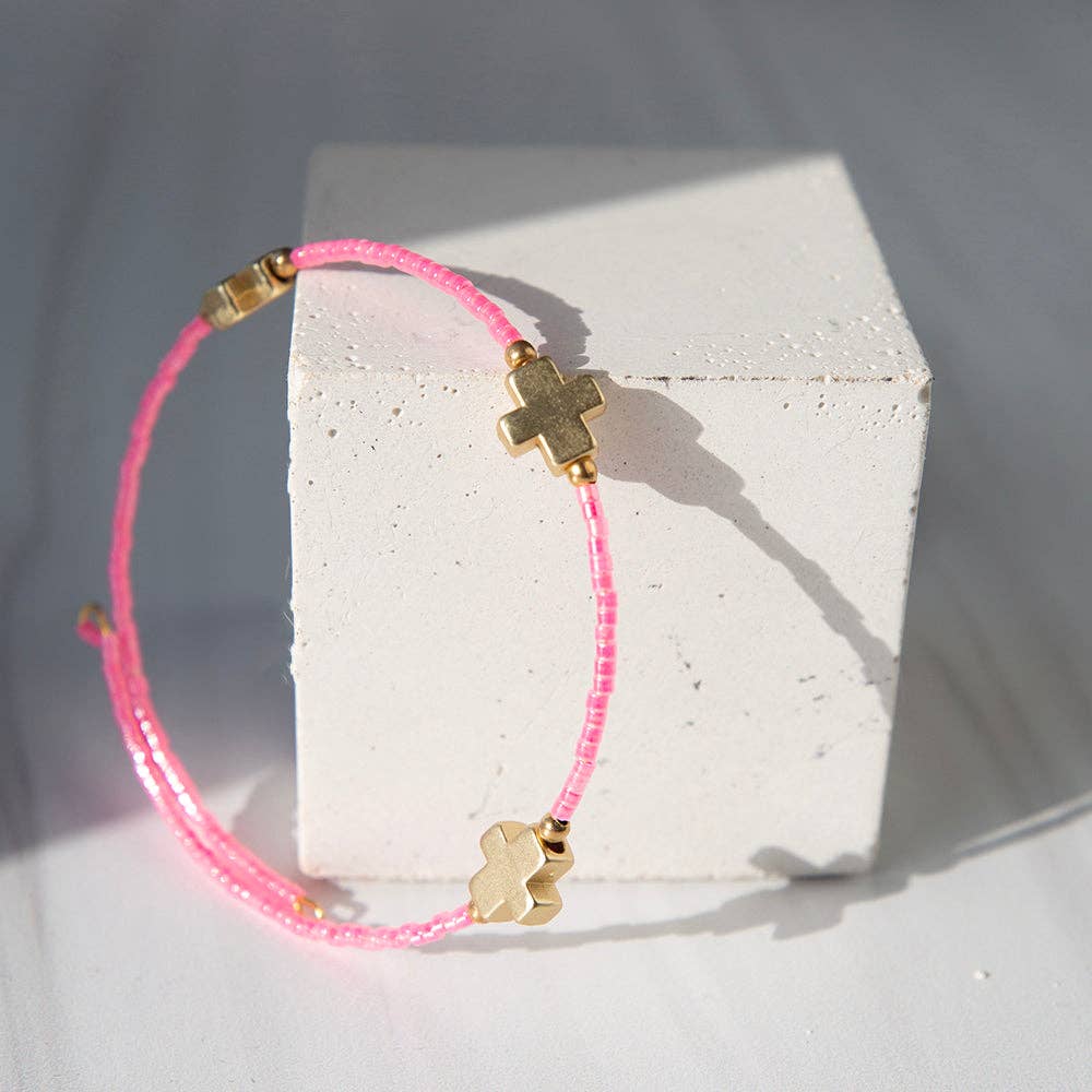 Faithful Cross Bangle-Hot Pink | Christian