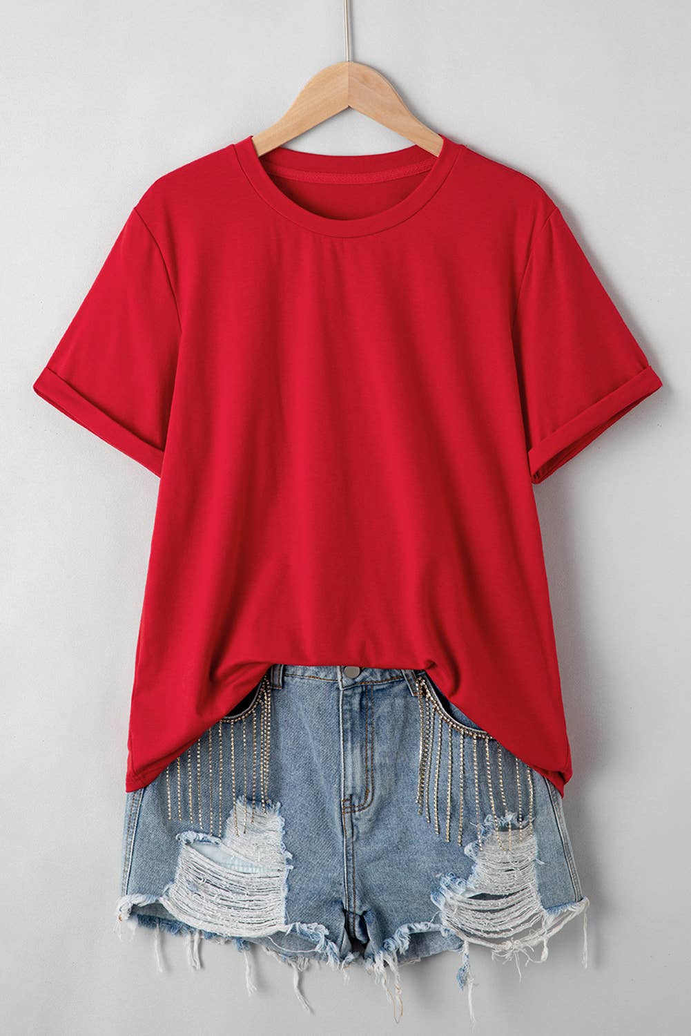 Multicolor Casual Plain Crew Neck Short Sleeve Tee | S-2XL