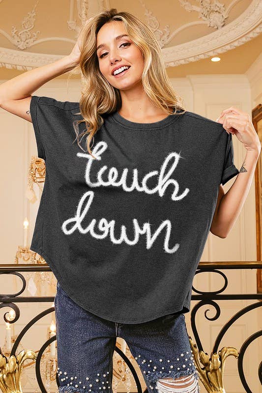 Touchdown Metallic Letter Vintage Washed Top