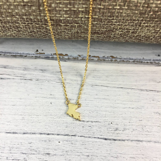 Tiny Louisiana state necklace